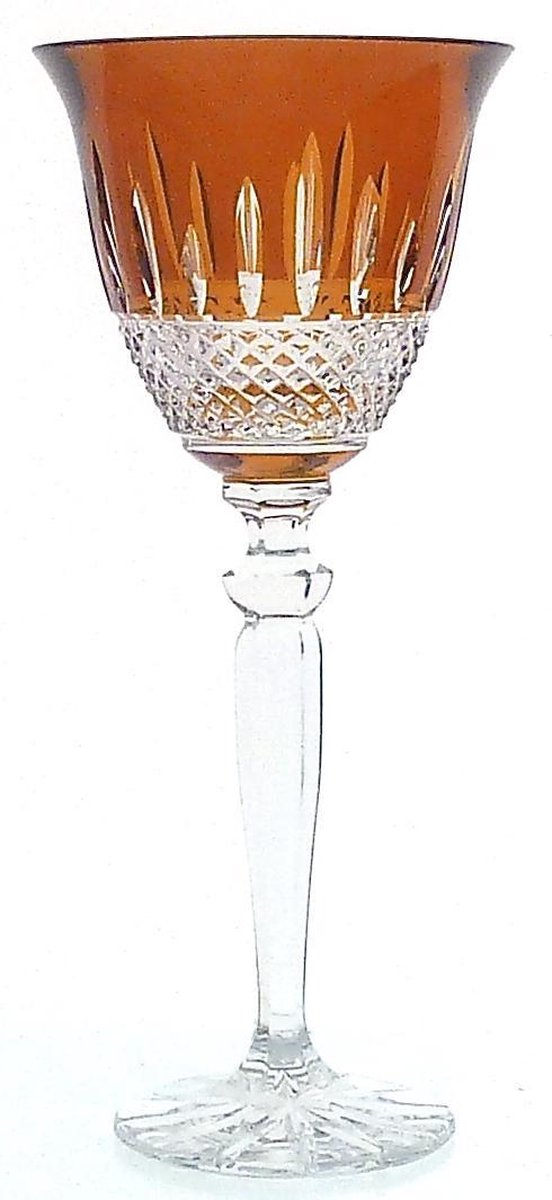 Mond geblazen kristallen wijnglazen - Wijnglas ANNA - amber- set van 2 glazen - gekleurd kristal