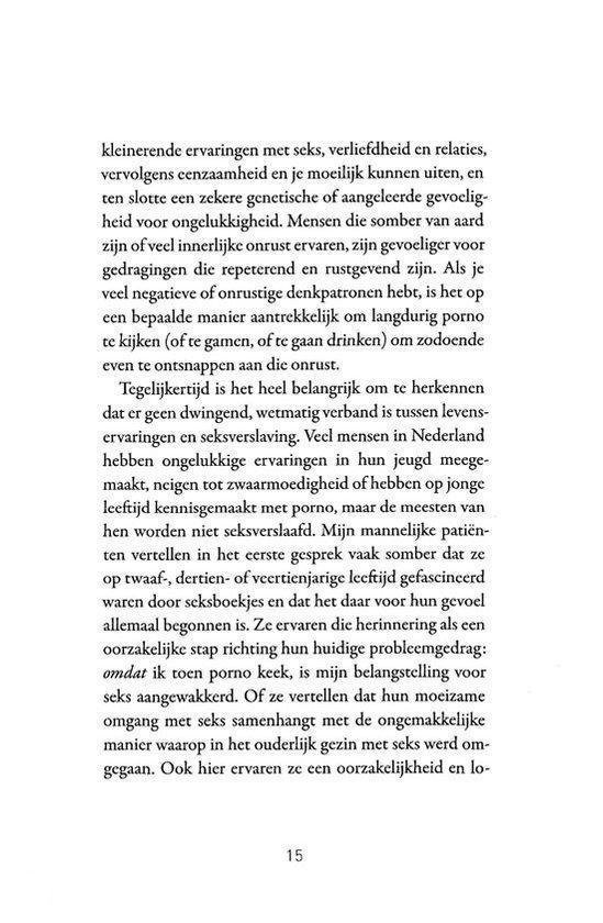 Pagina 15 met tekst over de correlatie tussen seks, liefde en genetische aanleg.