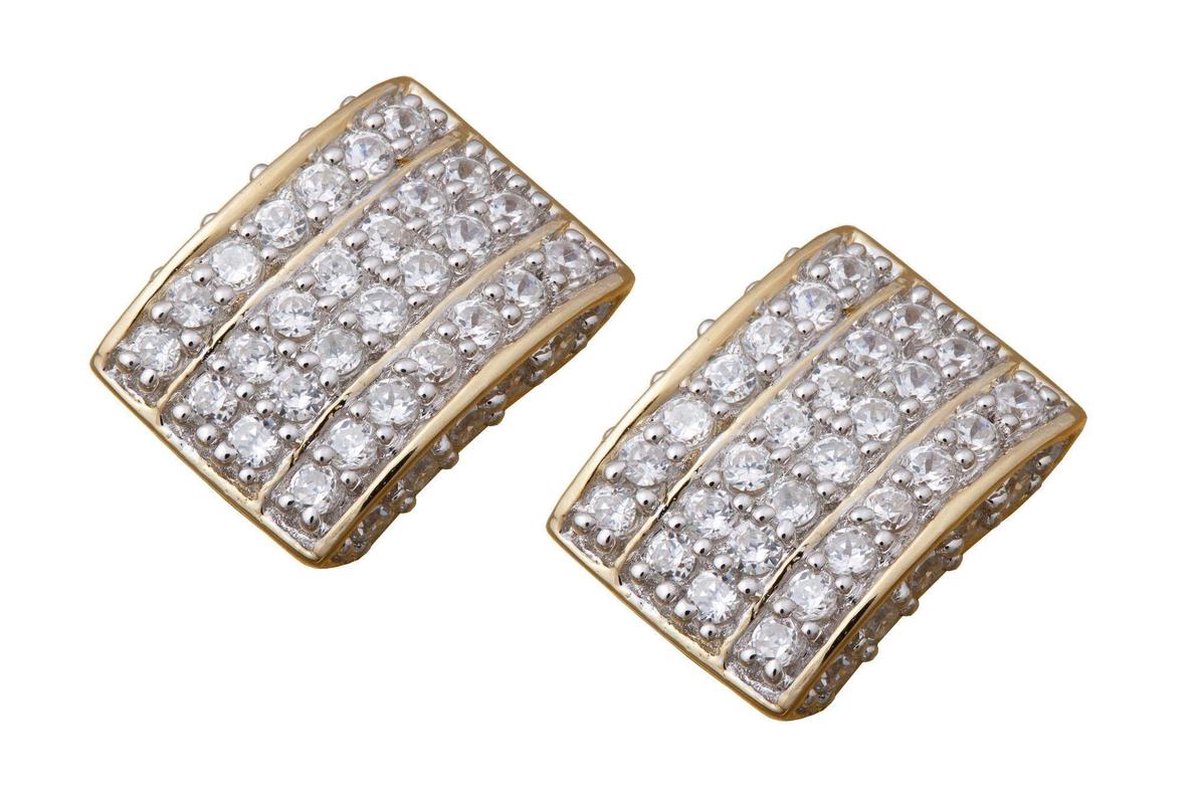 Orphelia ZO-5887-GOLD - Oorknoppen Zilver 925 - 1.3 cm - Zirkonia