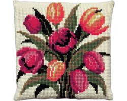 Pako borduurpakket kruissteek kussen Hollandse Tulpen - geprint stramien - 003.145- DIY kit