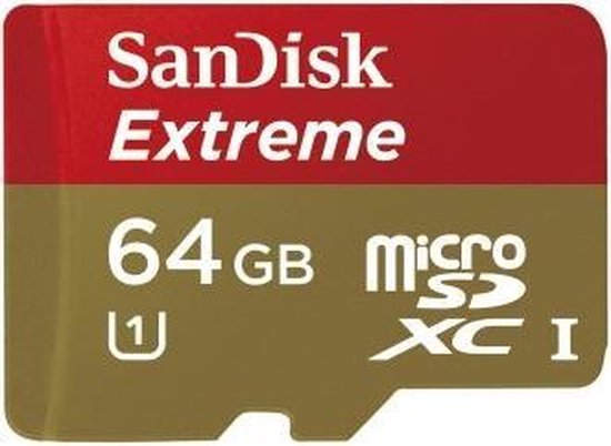 Sandisk Extreme PLUS Micro SD kaart 64 GB + SD adapter