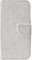 Shop4 - iPhone X Hoesje - Wallet Case Glitter Zilver