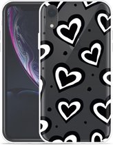 Geschikt voor Apple iPhone Xr Hoesje Watercolor Hearts - Designed by Cazy