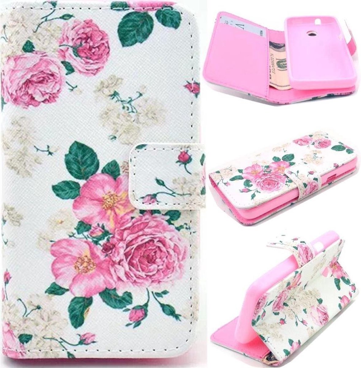 iCarer Flowers print wallet case hoesje Geschikt voor: LG X Screen