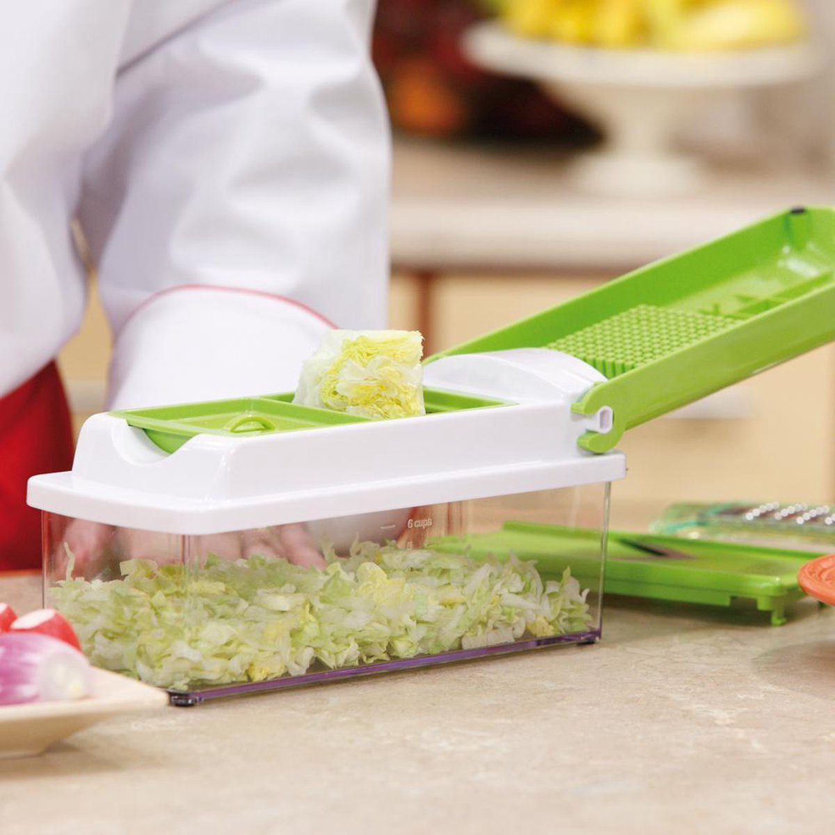 Genius Groentesnijder, groenteschaaf, Nicer Dicer Chef, 15-delig, groentesnijder, spiraalsnijder, rasp voor groenten en kaas, multihakmolen, komkommerschaaf, groentechopper