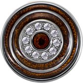 Quiges - Dames Click Button Drukknoop 18mm Cirkels Bruin met Zirkonia - EBCM052