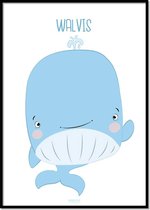 poster kinderkamer dieren - walvis met tekst - A4
