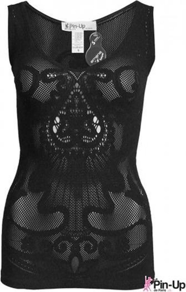 Goedkoopste Anti Cellulite Kanten Top -Pin Up de Paris - L - Zwart