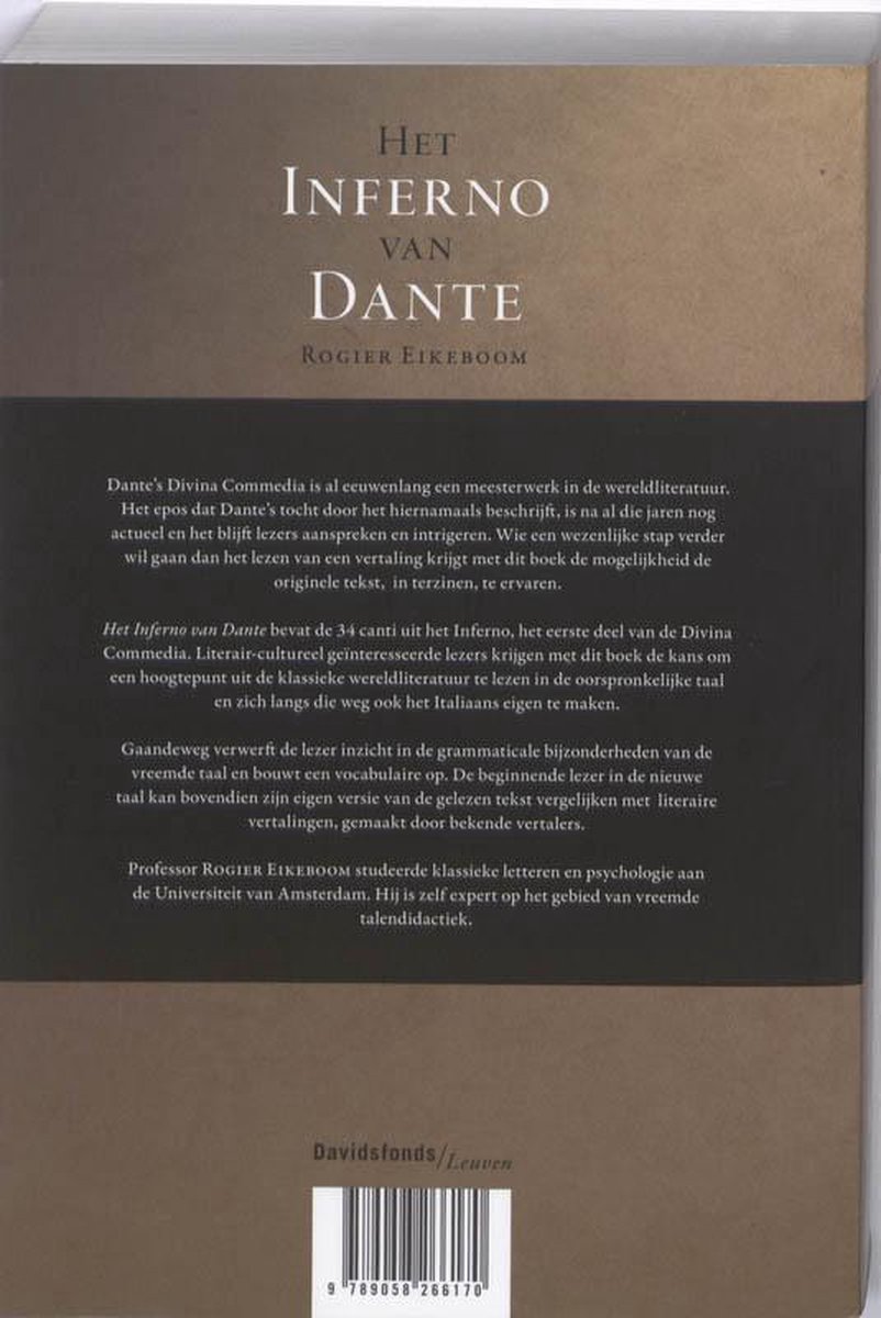 Dos du livre 'Het Inferno van Dante' par Rogier Eikeboom.