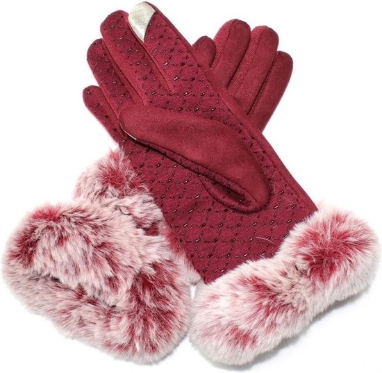 Rode handschoenen met bont voor dames | bol.com