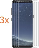 3x Screenprotector geschikt voor Samsung Galaxy S8+ Plus - Edged (3D) Glas PET Folie Screenprotector Transparant 0.2mm 9H