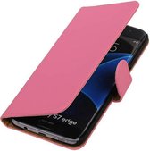 Mobieletelefoonhoesje.nl - Samsung Galaxy S7 Edge Hoesje Effen Bookstyle Roze