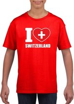 Rood I love Zwitserland fan shirt kinderen XL (158-164)