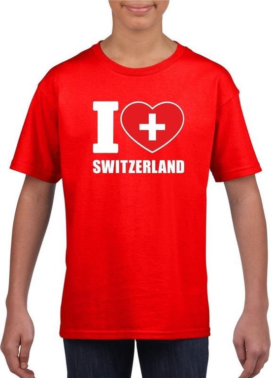 Rood I love Zwitserland fan shirt kinderen 158/164