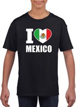 Zwart I love Mexico fan shirt kinderen S (122-128)