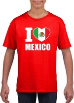 Rood I love Mexico fan shirt kinderen 122/128