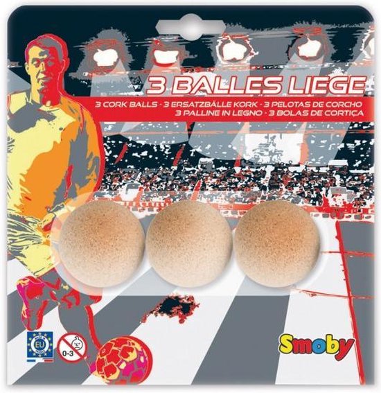 Thumbnail van een extra afbeelding van het spel Smoby Tafelvoetbal Balletjes Kurk, 3st.