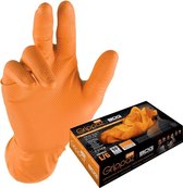 Grippaz 2-zijdige draagbare nitril wegwerp handschoenen type 246 - extra sterk - oranje - vishuidstructuur - maat M/8