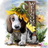 Peinture au diamant "JobaStores®" Welcome Dog - complète - 40x40cm