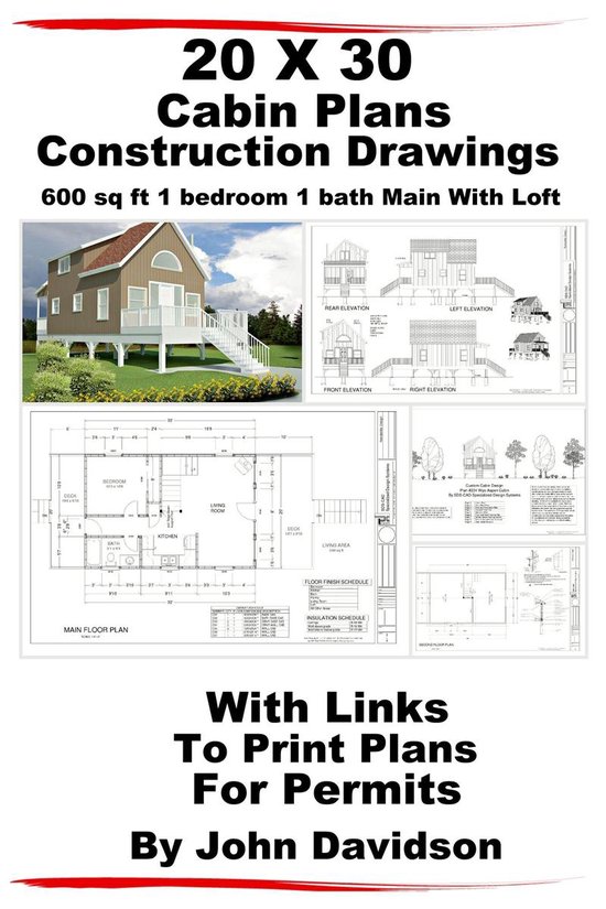 Foto: Plans and blueprints how to build 20 x 30 cabin plans blueprints construction drawings 600 sq ft 1 bedroom 1 bath main with loft