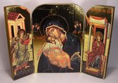 Drieluik: Grieks Orthodoxe Drieluik met Madonna with Child and Angels B19xH14cm