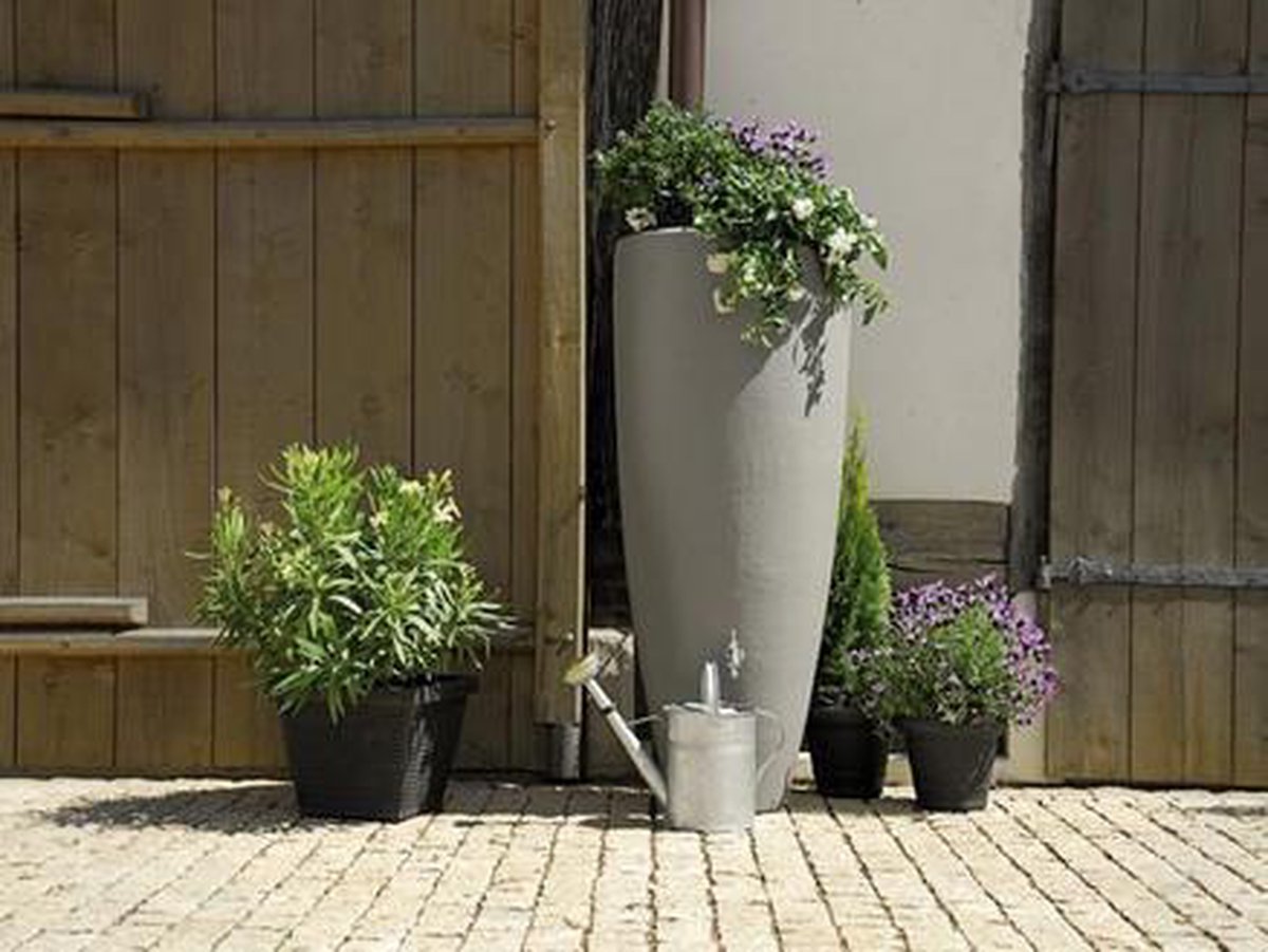 Garantia 2in1 waterreservoir 300 liter zinkgrijs incl. plantschaal
