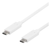 DELTACO USBC-1127 USB-C naar USB-C SuperSpeed kabel 3A 60W (3.1 Gen 2) - 1 meter - Wit