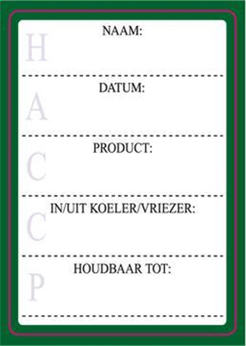 Etiketten HACCP zwart/groen