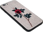 Geborduurd rozen hoesje Geschikt voor iPhone 6(S) Plus