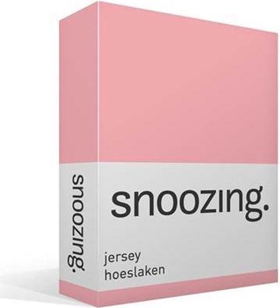 Snoozing Jersey - Hoeslaken - 100% gebreide katoen - 200x210/220 cm - Roze