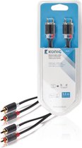 Stereo audio cable 2x RCA male - 2x male 3.00 m grey