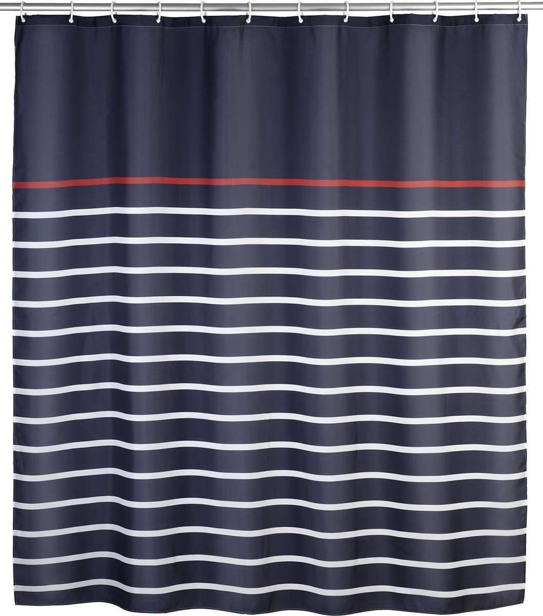 Wenko Douchegordijn 180x200 Marine blauw polyester