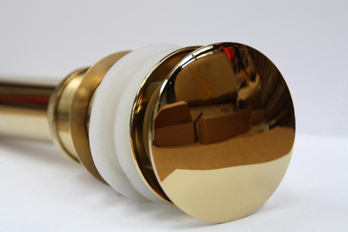 Teakea - Pop-up Afvoerplug Zonder Overloop - Goudkleurig - 1¼ Inch - Luxe Waskom Afvoerplug