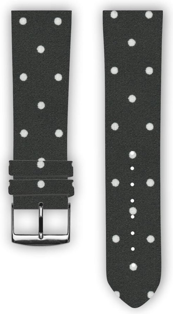 100% katoenen horlogeband met leder (achterzijde) White dot 22 mm