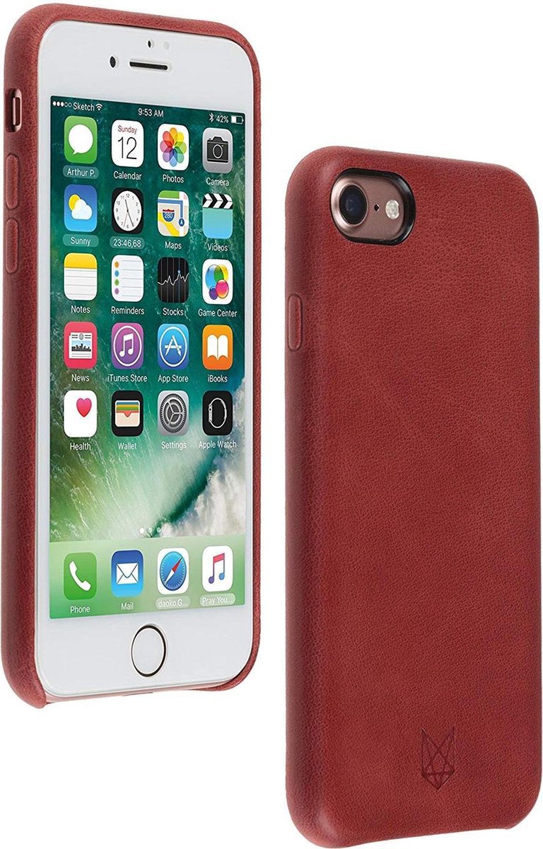 Foxwood iPhone 7/8 rood lederen hardshell koffer