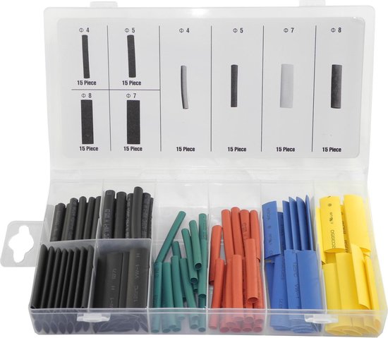 Assortiment de couleurs de tubes thermorétractables de 120 pièces dans une boîte de rangement solide