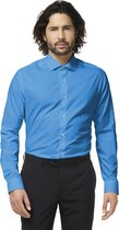 OppoSuits Blue Steel Shirt - Heren Overhemd - Casual Effen Gekleurd - Blauw - Maat EU 39/40