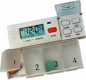 Medicijn doosje met alarm -Tabtime 4 - met 4 alarmen - afschuifbaar pillendoosje -met 4 pilvakken