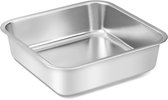 FURTASTIC® RVS Hondenbak - 20,5x20,5x5,5cm - Inhoud 1.6L - Geschikt voor Drinkbak/Voerbak hond set met standaard