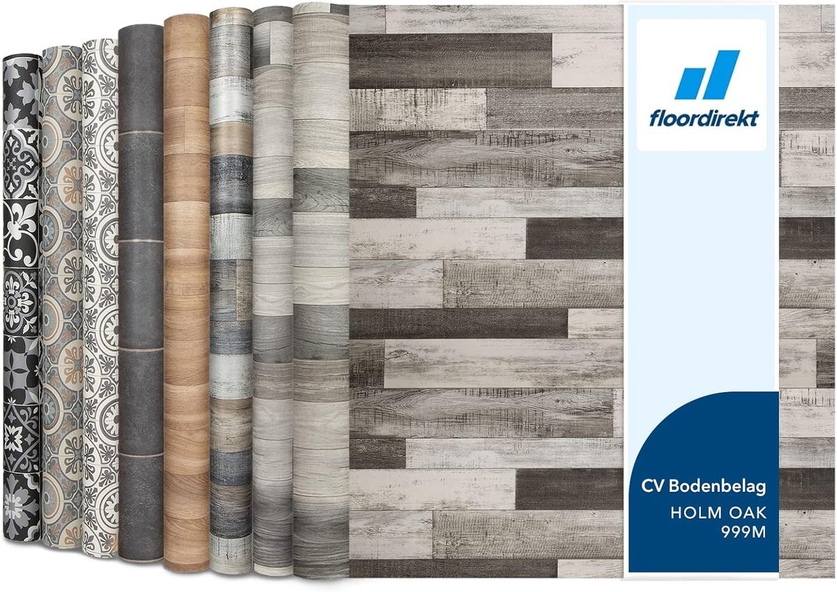 FLOORDIREKT PVC-Vloeren - Holm Oak 999M - Vinyl Vloeren - Tegeloptiek - Dikte 2,8 mm - 100 x 450 cm