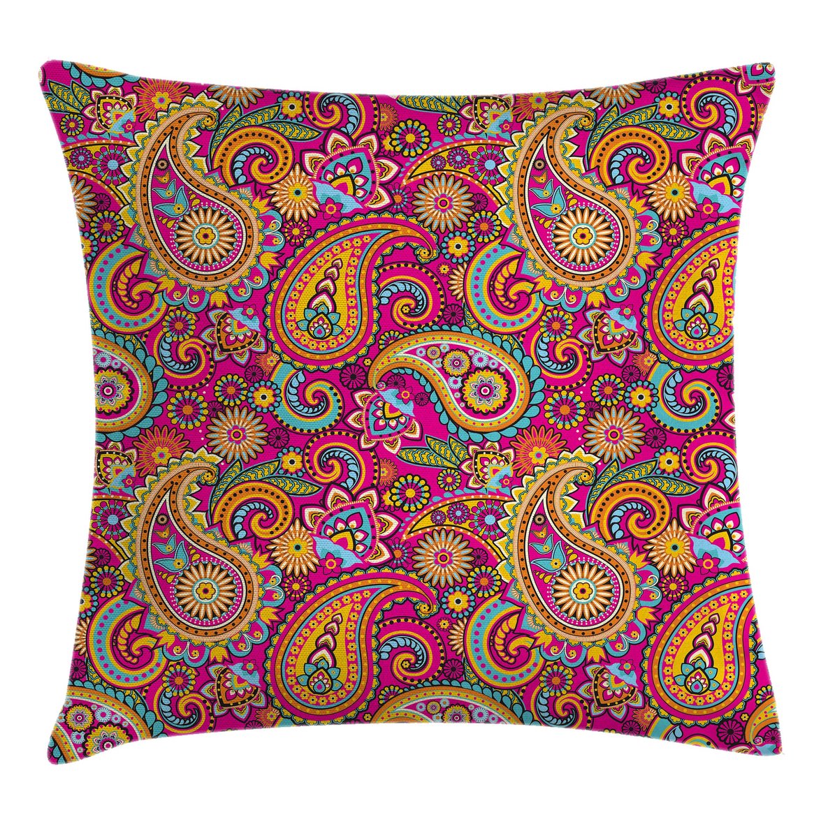 New Bed Kleurrijk Paisley Oosters Decoratieve Kussenhoes met Rits Dubbelzijdige Print voor Woonkamer Upgrade, 46cm x 46cm