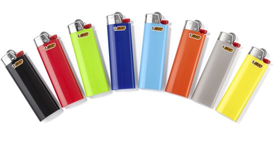 Briquets à pierre BIC J26 Maxi - Couleurs assorties - Lot de 5 briquets à gaz - Sécurité enfant