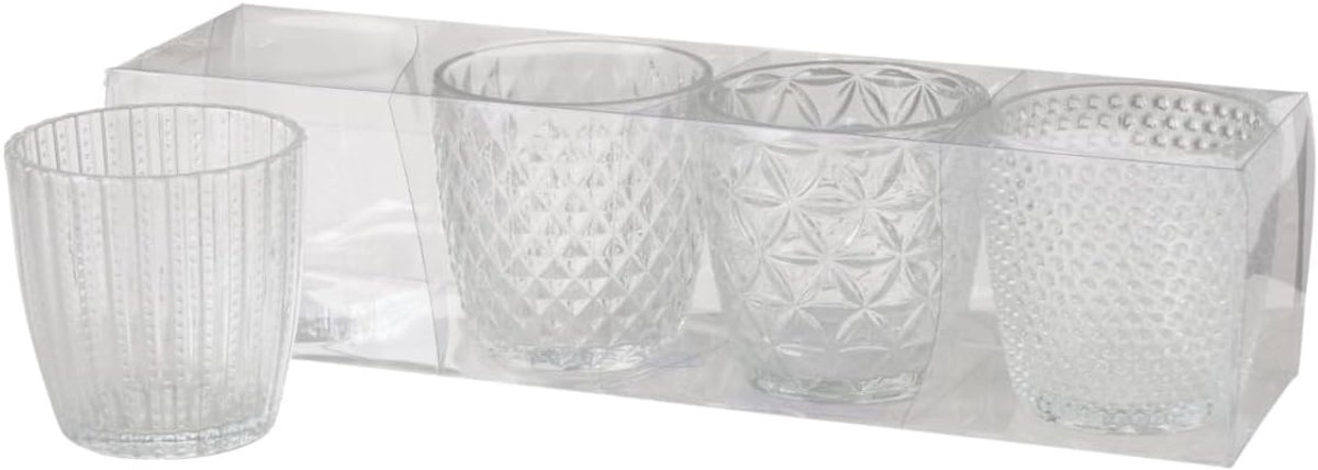 Boltze Home - Theelichthouder Marilu - Set van 4 - Helder Glas