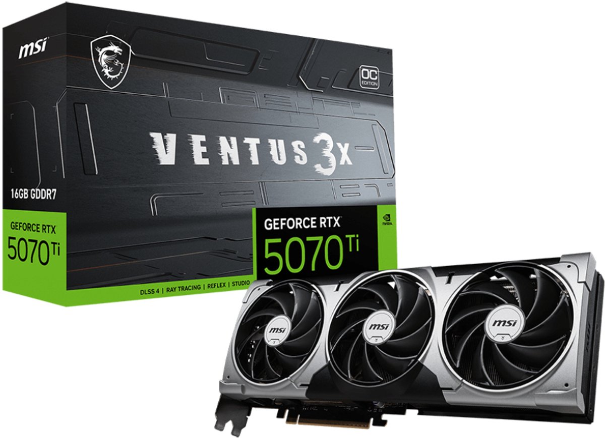MSI GeForce RTX 5070 Ti 16G VENTUS 3X OC grafische kaart 1x HDMI, 3x DisplayPort