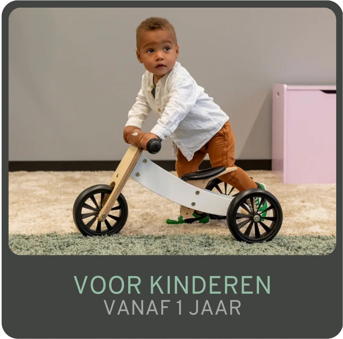 Bandits & Angels Smart Bike Loopfiets Hout 4-in-1 Wit vanaf 1 jaar - Voor Jongens en Meisjes - Houten Loop Fiets - Omkeerbaar in Driewieler en Tweewieler - Verstelbaar Zadel — afbeelding 3