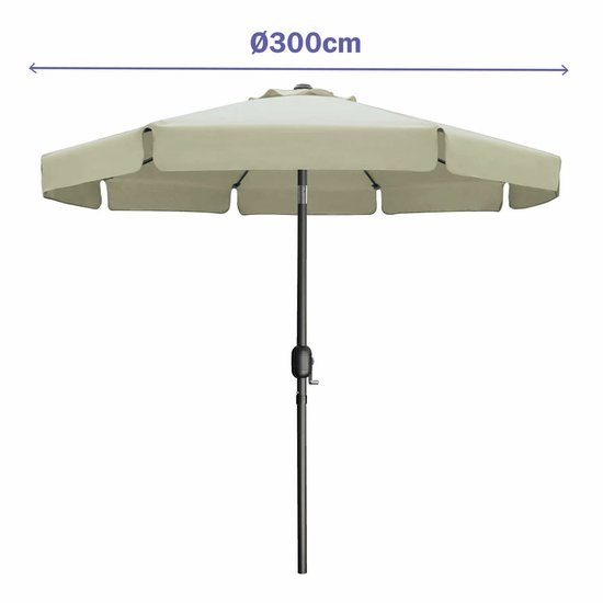 Marbueno Parasol Acero 8 Varillas 200x300 cm Poliéster Beige Jardín, Piscina 10493
