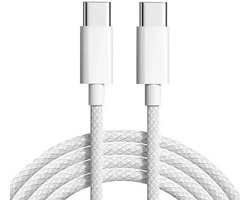 Xtronic USB-C naar USB-C Kabel – 2M – 60W Snellader – Geschikt voor iPhone 15/16 & Samsung – Gevlochten Wit