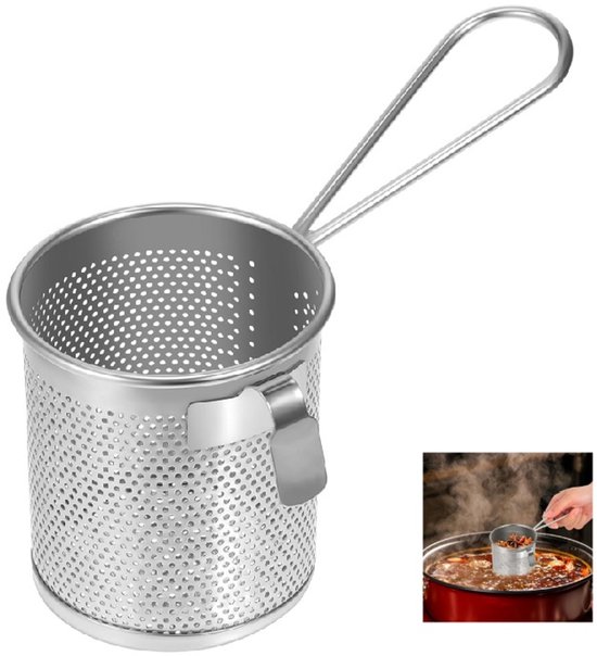 1 paquet - Passoire à pâtes - Panier de cuisson à mailles fines - Passoire en acier inoxydable - Avec poignée - Passoire à nouilles - Passoire à spaghetti