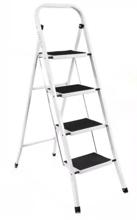 BIBKOKE Stapladder houtnerf afwerking aluminium opvouwbare