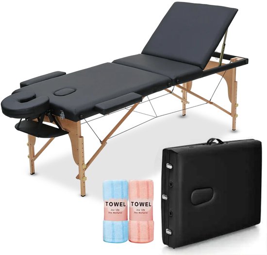 Duerté Massagetafel XXL Inklapbaar 3 Zones – Behandeltafel 85cm Breed – FSC Hout – Massagebank